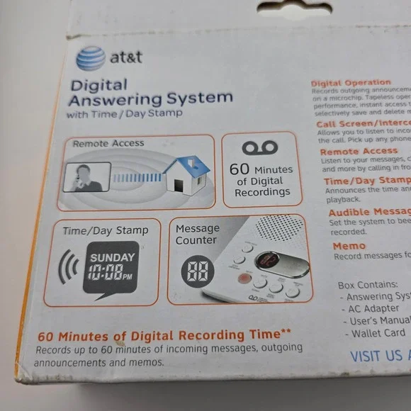 AT&T Digital Answering‎ System Model 1740 Time Day Stamp New In Box - Picture 9 of 11